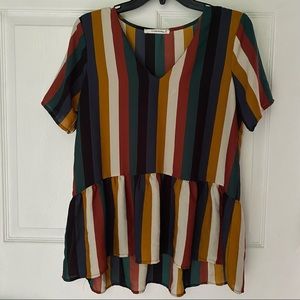 Striped Peplum Top